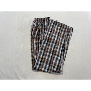 Men's Brown Plaid PJ Pants with Drawstrings Size L